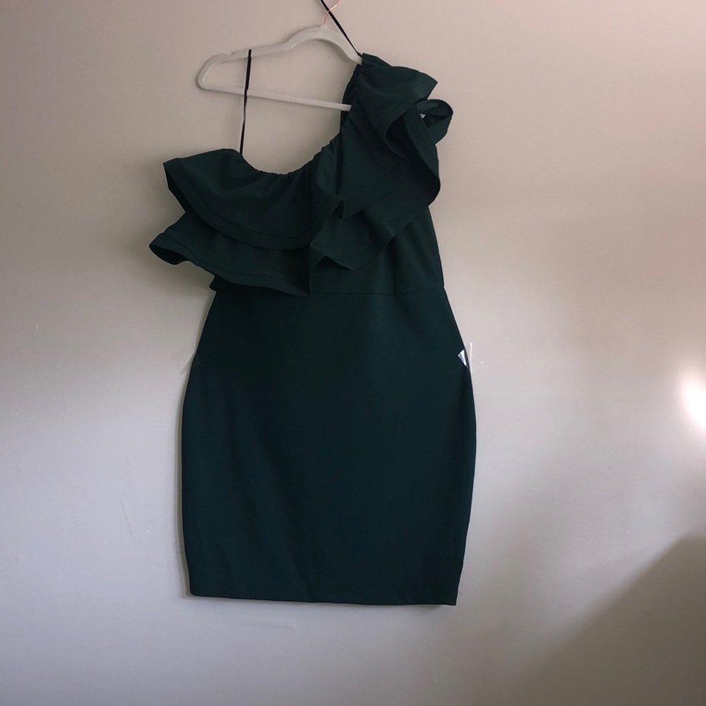 Fashionnova Green Asymmetrical Dress